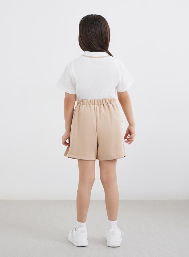 ستايلي طقم تي شيرت بولو ستايلي سادة وتنورة بليسيه - Image 4