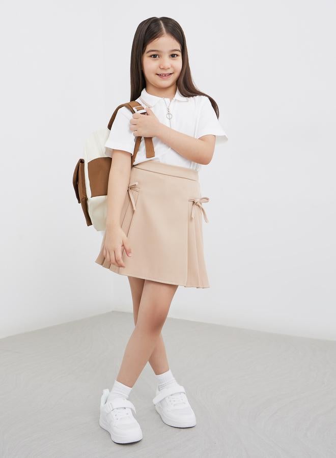 ستايلي طقم تي شيرت بولو ستايلي سادة وتنورة بليسيه - Image 1