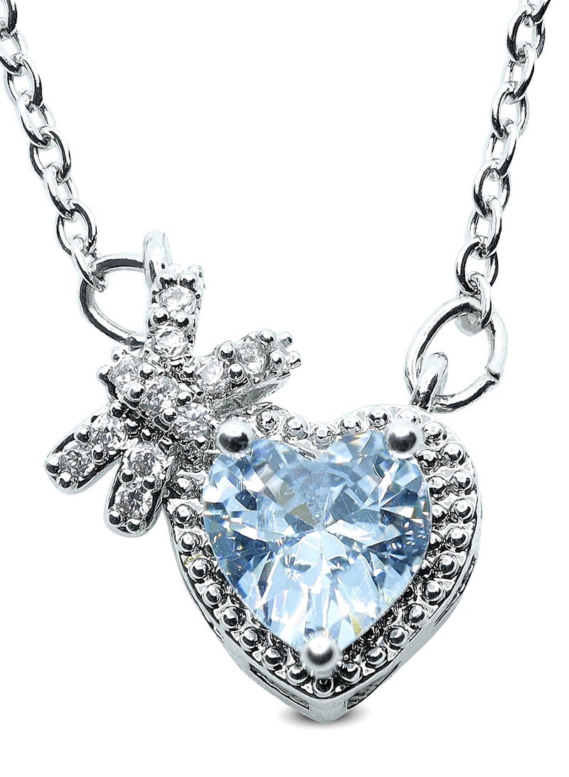 LMA' Luxury Silver Jewelry Set (Necklace, Earrings, Ring) Heart for Women - Image 3