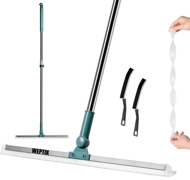 WEPTIX 2 in 1 Floor Cleaner Brush Multifunction Magic BroomSilicone Floor Squeegee Broom with Long HandleScraping Besom for Floor Bathroom Kitchen Shower Tile Pet Hair 2