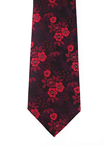 Elfeves Men's Burgundy Red Black Jacquard Woven Silk Clip on Tie Business Formal Necktie - Image 5