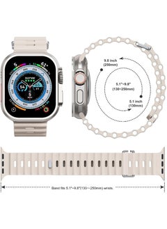 Color Fans Soft Silicone Ocean Sports Strap Compatible Apple Watch 41mm 40mm 38mm for Men Women, Adjustible Watch Band for Apple Watch SE/Series 9/8/7/6/5/4/3/2/1 - Starlight  - Image 5