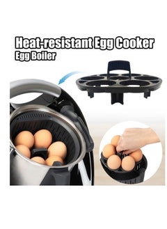 Excefore رف بخار لطهي البيض، حامل بيض Instant Pot، سلة طهي البيض لحفظ 7 بيضات، resistente للحرارة، بلاستيك خالي من BPA، يمنع التدحرج، سهولة التخزين في الثلاجة، أدوات المطبخ، أسود  - Image 2