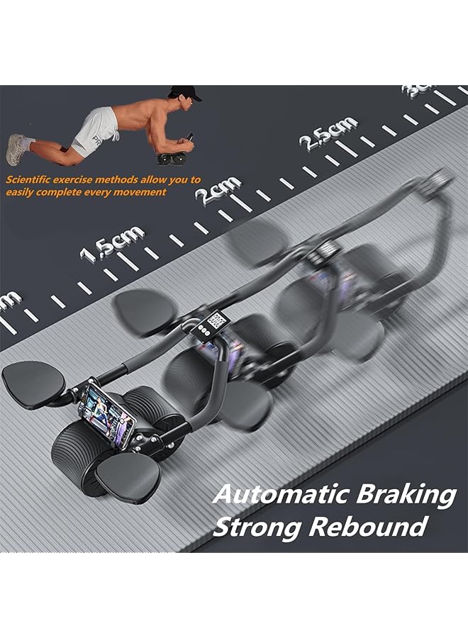 X spring Abdominal Wheel Ab Roller with Phone Holder Ab Wheel with Counter and Knee Pad Ab Automatic Rebound for Abdominal Workout Men and Women (Mat Color Random) - Image 4