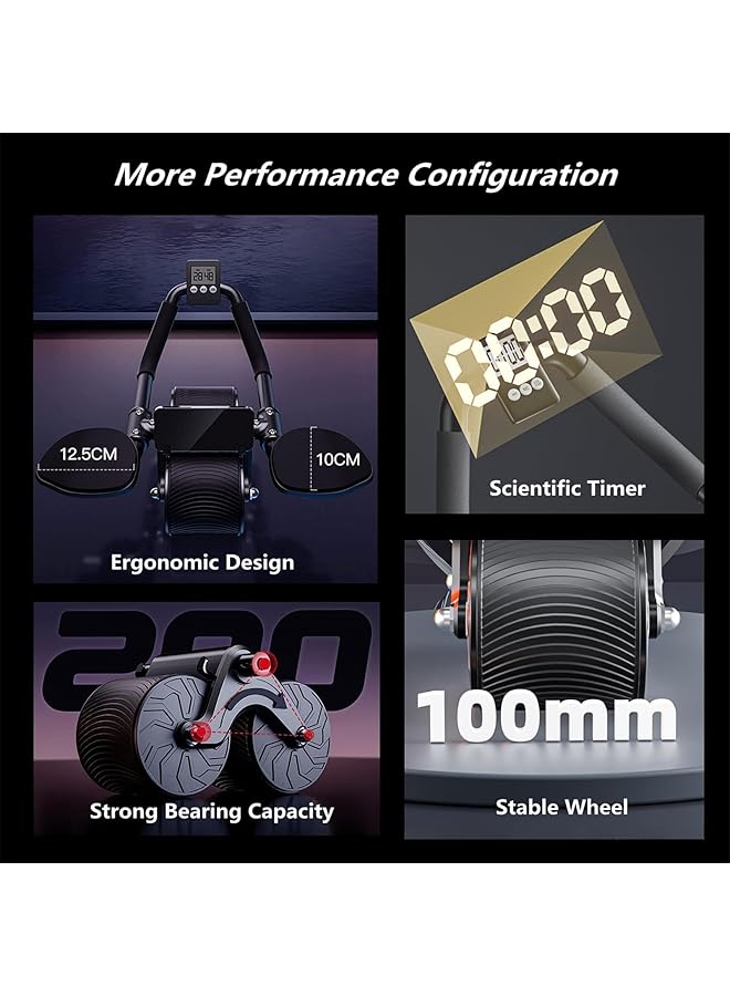 X spring Abdominal Wheel Ab Roller with Phone Holder Ab Wheel with Counter and Knee Pad Ab Automatic Rebound for Abdominal Workout Men and Women (Mat Color Random) - Image 3