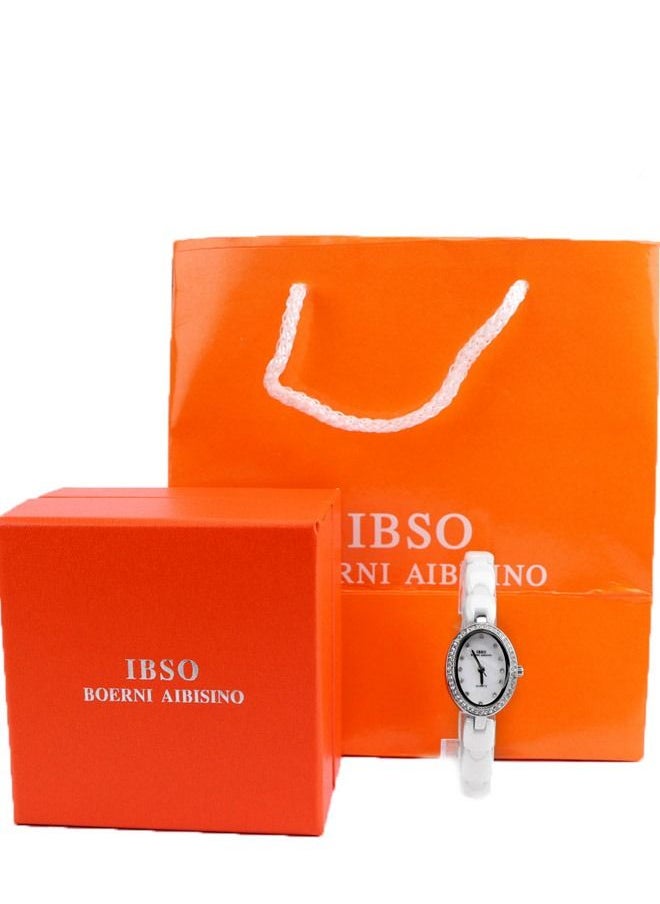 IBSO - IBSO Women's wristwatch - white ivory band - silvery Case, IBSO07 - Image 1