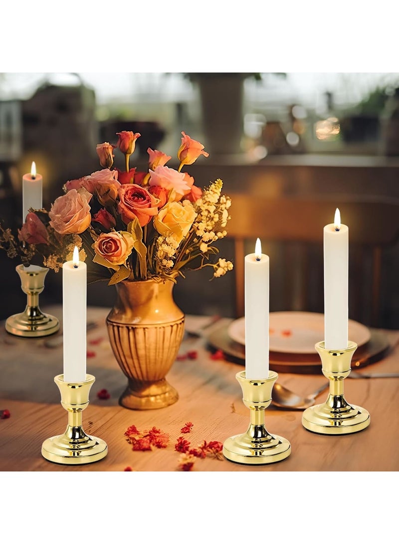 Excefore 4 Pack Gold Taper Candle Holder, 3 Inch Short Skinny Iron Candlestick Holders, Vintage Small Low Metal Candles Sticks for Table Centerpiece Wedding  s Birthday Party Dinning Decor - Image 3