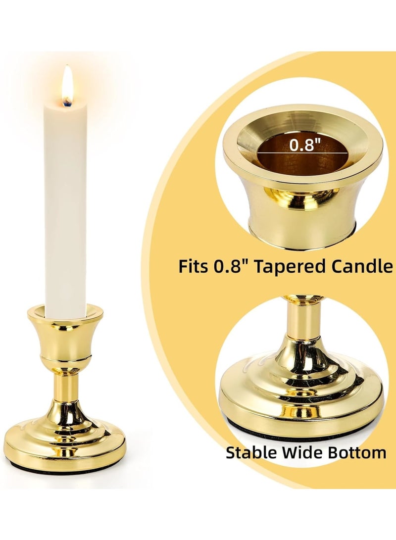 Excefore 4 Pack Gold Taper Candle Holder, 3 Inch Short Skinny Iron Candlestick Holders, Vintage Small Low Metal Candles Sticks for Table Centerpiece Wedding  s Birthday Party Dinning Decor - Image 4