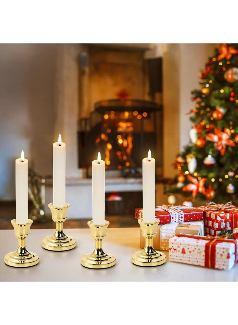 Excefore 4 Pack Gold Taper Candle Holder, 3 Inch Short Skinny Iron Candlestick Holders, Vintage Small Low Metal Candles Sticks for Table Centerpiece Wedding  s Birthday Party Dinning Decor - Image 2