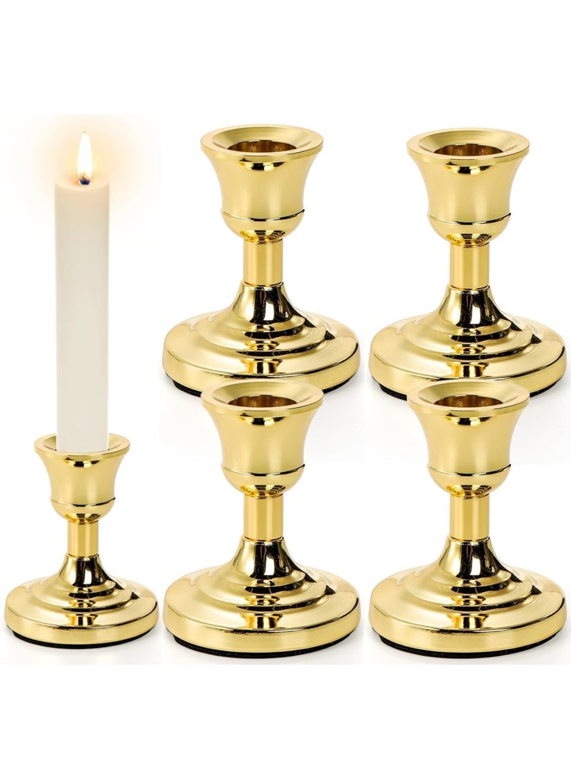 Excefore 4 Pack Gold Taper Candle Holder, 3 Inch Short Skinny Iron Candlestick Holders, Vintage Small Low Metal Candles Sticks for Table Centerpiece Wedding  s Birthday Party Dinning Decor - Image 1