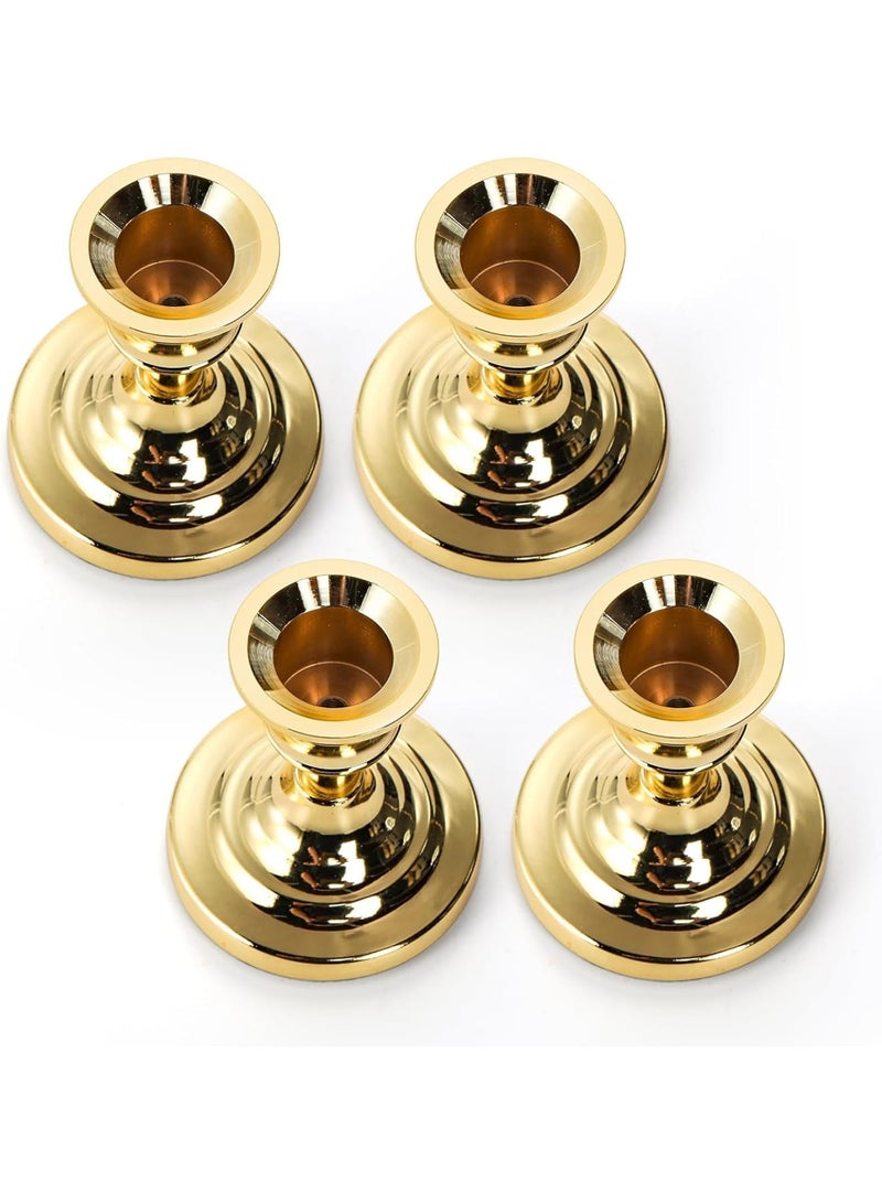Excefore 4 Pack Gold Taper Candle Holder, 3 Inch Short Skinny Iron Candlestick Holders, Vintage Small Low Metal Candles Sticks for Table Centerpiece Wedding  s Birthday Party Dinning Decor - Image 5