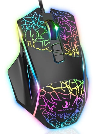 Wired Gaming Mouse, Gaming Mouse with 8 Programmable Buttons (Fire Button), 7200 DPI, RGB Backlit Multicolor, Ergonomic Optical Gaming Mouse for PC Laptop Black - pzsku/Z9F53E53D2F0DA1957B1DZ/45/1743950485/e0a7ad1d-f925-4364-9fb9-18aa2a6af916