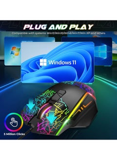 RIIKUNTEK Wired Gaming Mouse, Gaming Mouse with 8 Programmable Buttons (Fire Button), 7200 DPI, RGB Backlit Multicolor, Ergonomic Optical Gaming Mouse for PC Laptop Black  - Image 5