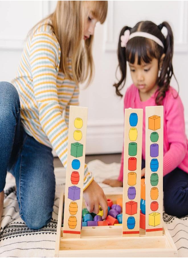 Melissa & Doug - Melissa & Doug Bead Sequencing Set With 46 Wooden Beads and 5 Double-Sided Pattern Boards - Color Recognition Toys, Matching Shapes Stacker, Shape Sorter Toys For Kids Ages 4+ - Image 1