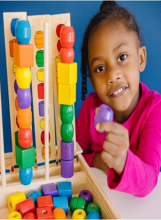 Melissa & Doug - Melissa & Doug Bead Sequencing Set With 46 Wooden Beads and 5 Double-Sided Pattern Boards - Color Recognition Toys, Matching Shapes Stacker, Shape Sorter Toys For Kids Ages 4+ - Image 1