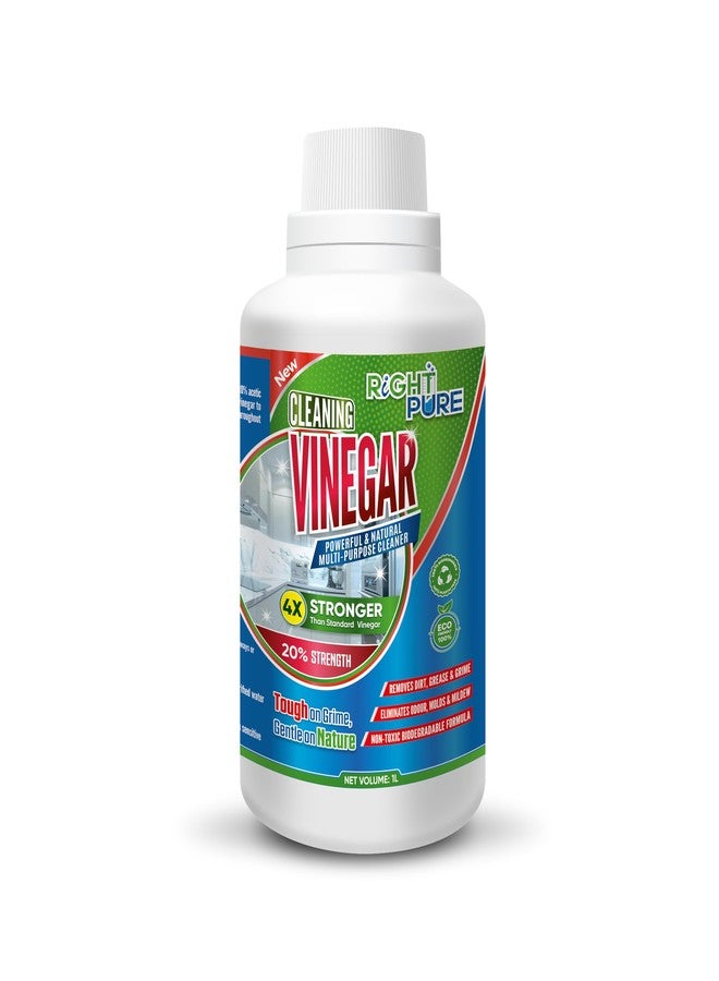 RIGHTPURE® Cleaning Vinegar 20% Strength | Industrial Grade Concentrate | Natural Multi-Purpose Cleaner for Limescale, Rust, Mold, and Tough Stains | Eco-Friendly, Non-Toxic, Biodegradable - 1L - Image 2