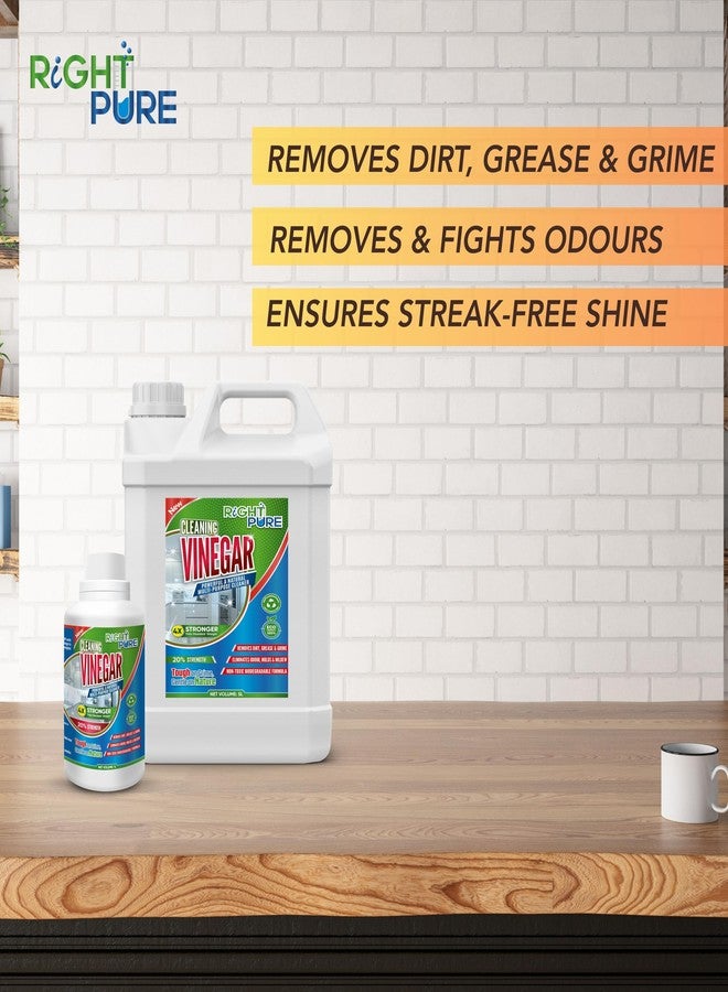 RIGHTPURE® Cleaning Vinegar 20% Strength | Industrial Grade Concentrate | Natural Multi-Purpose Cleaner for Limescale, Rust, Mold, and Tough Stains | Eco-Friendly, Non-Toxic, Biodegradable - 1L - Image 3