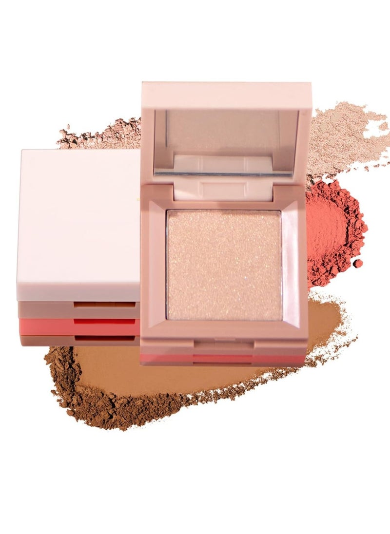 Excefore - 3 in 1 Contour Highlighter Blush Makeup Palette Kit, Matte Shimmer Highlighting Bronzing Blusher Eyeshadow Pallet - Image 1