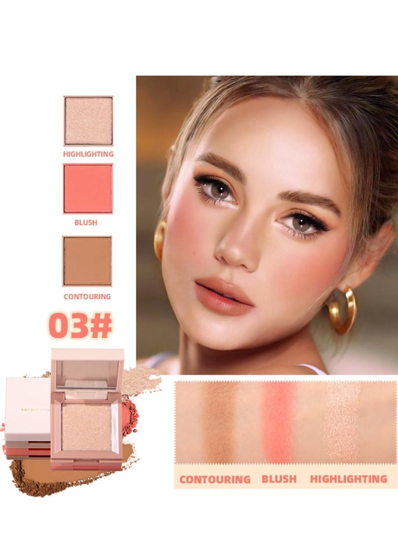 Excefore - 3 in 1 Contour Highlighter Blush Makeup Palette Kit, Matte Shimmer Highlighting Bronzing Blusher Eyeshadow Pallet - Image 1