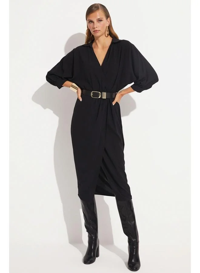 JUNE Belted Midi Dress