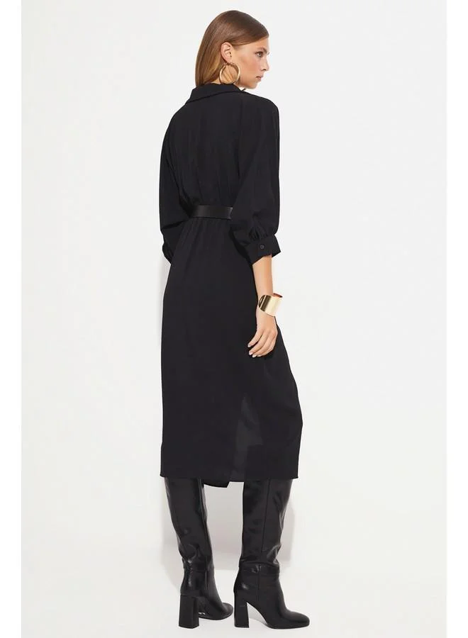 JUNE Belted Midi Dress