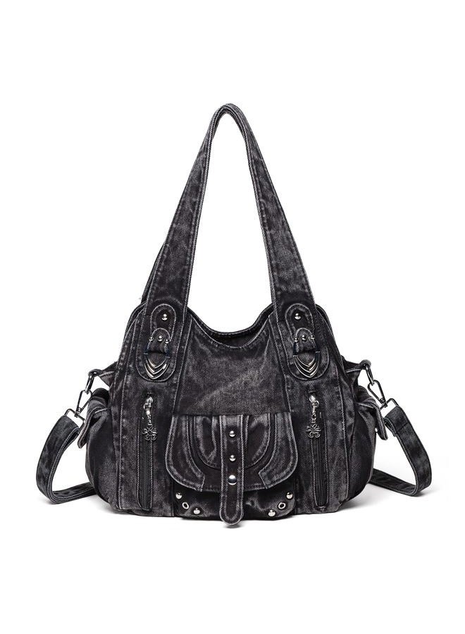 iPinee Designer Denim Handbags for Women Hobo Tote Bag Crossbody Denim Purses Blue Jean Shoulder Bag, Ip-a10 - Image 1