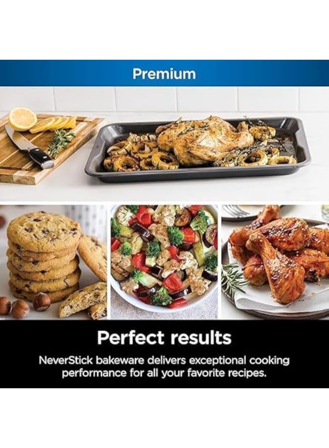 نيفر أيدج صينية خبز متينة غير لاصقة عالية الجودة مقاومة للحرارة حتى 260 درجة مئوية، آمنة للاستخدام في غسالة الأطباق، صينية فرن غير لاصقة باللون الأسود، صينية خبز متينة عالية الأداء، أدوات خبز متينة - Image 2