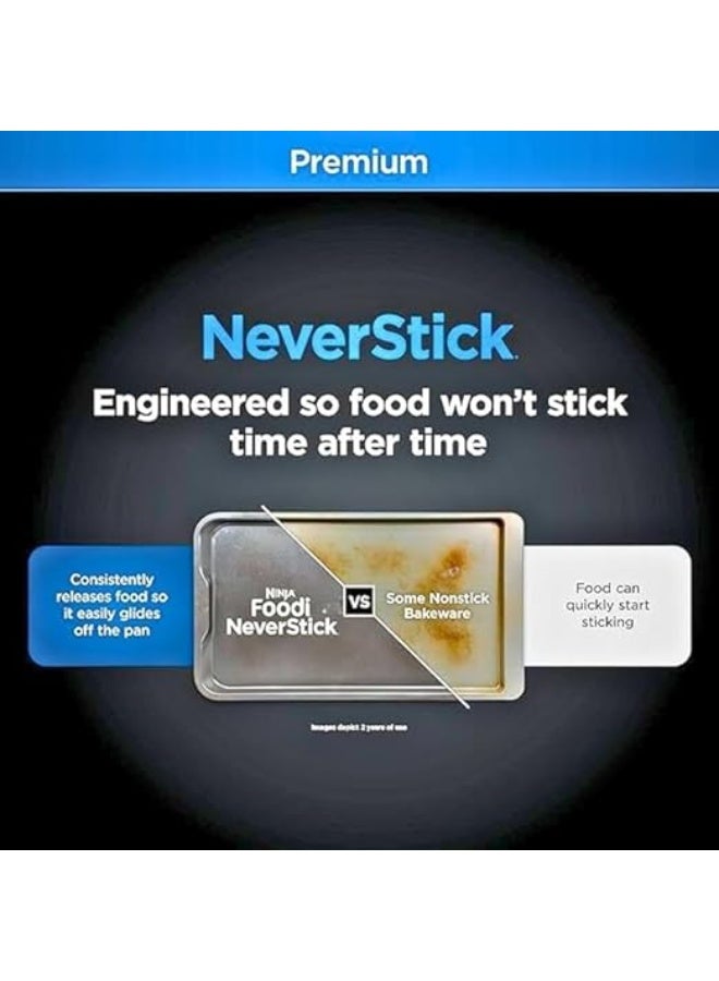 نيفر أيدج صينية خبز متينة غير لاصقة عالية الجودة مقاومة للحرارة حتى 260 درجة مئوية، آمنة للاستخدام في غسالة الأطباق، صينية فرن غير لاصقة باللون الأسود، صينية خبز متينة عالية الأداء، أدوات خبز متينة - Image 5