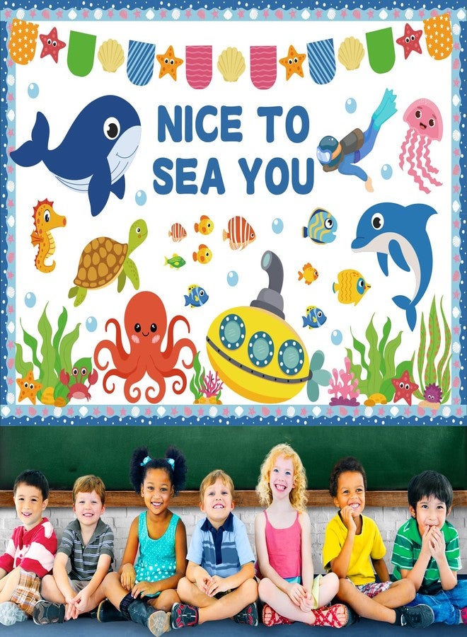 Joffetii 86Pcs Ocean Bulletin Board Classroom Decorations Set, Summer Beach Sea Animal Cutouts Under The Sea Borders Back to School Classroom Chalkboard Window Wall Door Decor for Home Office School - Image 5