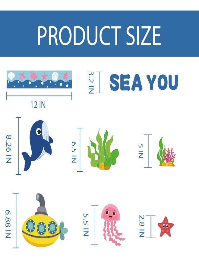 Joffetii 86Pcs Ocean Bulletin Board Classroom Decorations Set, Summer Beach Sea Animal Cutouts Under The Sea Borders Back to School Classroom Chalkboard Window Wall Door Decor for Home Office School - Image 2