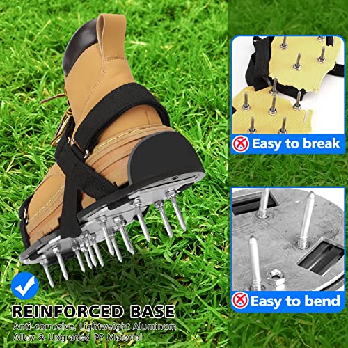 Mofeez Lawn Aerator Shoes for Grass - Pre-Assembled Grass Aerator Shoes for Lawn - Soil Yard Aerator Tool for Aerating Patio Garden, Black - Image 3