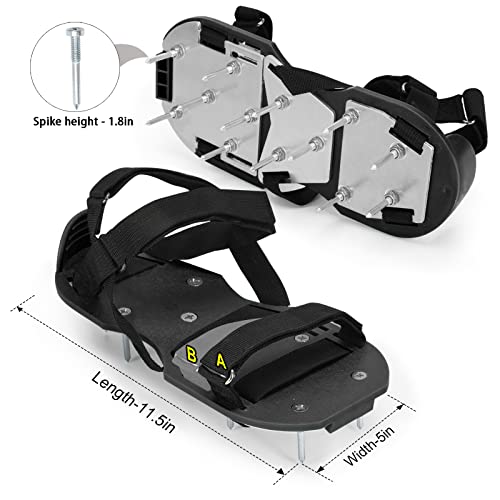Mofeez Lawn Aerator Shoes for Grass - Pre-Assembled Grass Aerator Shoes for Lawn - Soil Yard Aerator Tool for Aerating Patio Garden, Black - Image 4