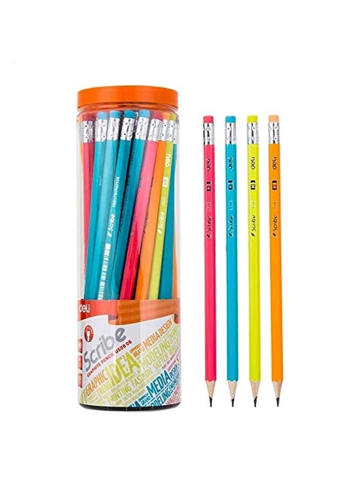 Deli eu50806 graphite hb pencil with eraser 50-pieces