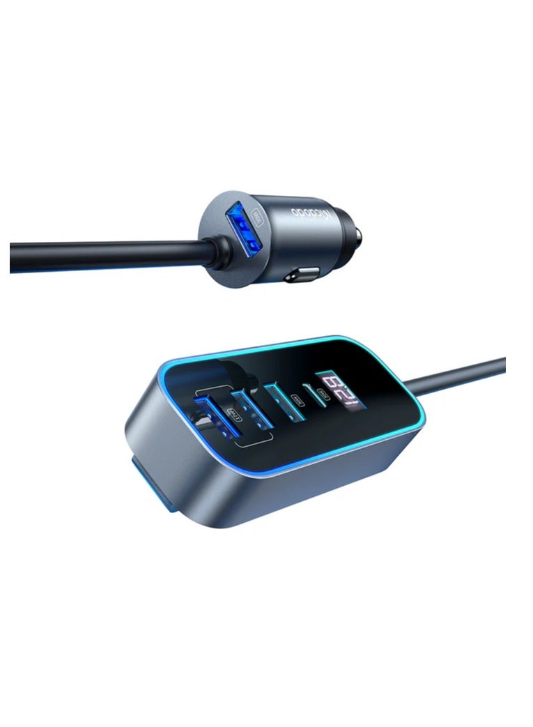 Mcdodo CC-1900 107W 4-Port USB + Type C Car Charger with Digital Display - Image 1