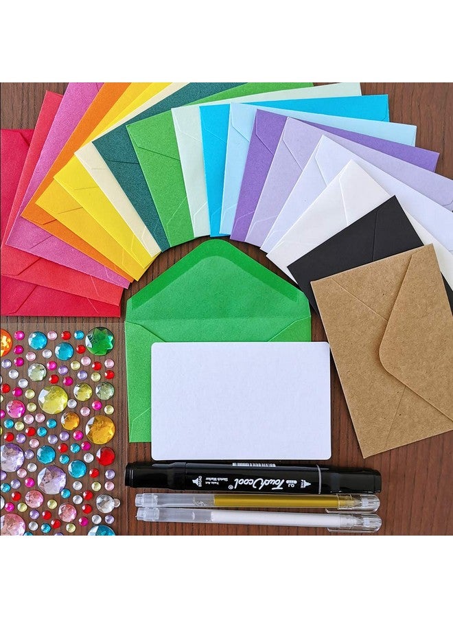 Winlyn 144 مجموعة 18 لون 56 ظرف صغير ظرف عملات ظرف جيب 3 × 4 1/2 مع بطاقات عمل بيضاء مسطحة صغيرة بطاقات هدايا ملاحظات سريعة لشكر ملاحظة صندوق الغداء لحفلة استحمام تحية - Image 2