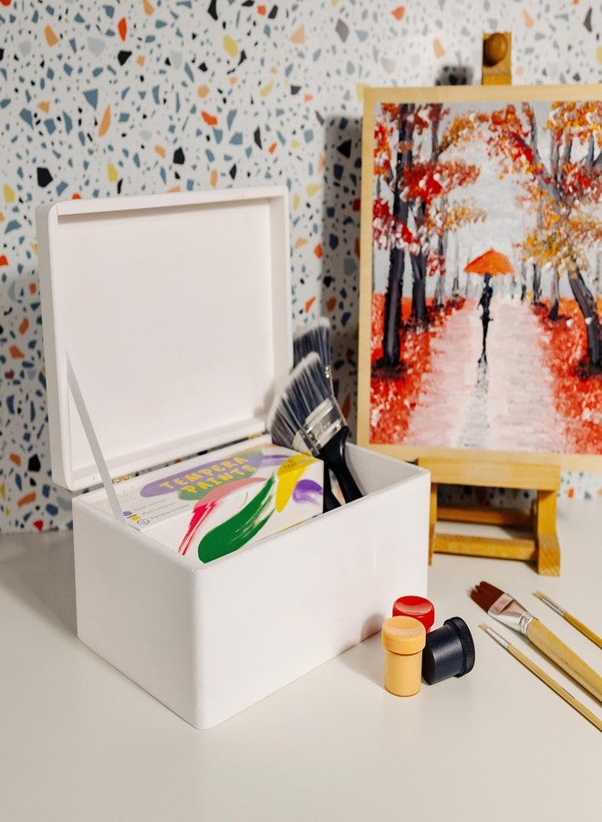 كرييتف_ديكو صندوق تخزين خشبي أبيض كبير من كرييتف ديكو بغطاء مفصلي | 11.8 × 7.87 × 5.51 بوصة (±0.5) | صندوق هدايا للأدوات، وألعاب الكلاب، والأحذية، والملابس، وتخزين أدوات المطبخ | صندوق تذكاري من خشب خام غير مصقول - Image 2