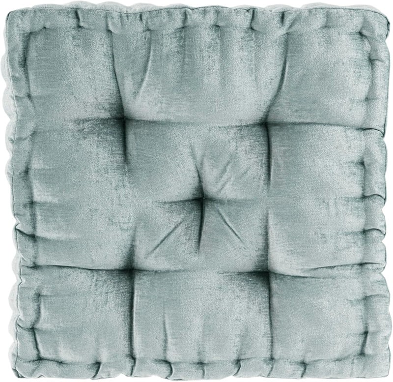 إنتيليجانت ديزاين وسادة طراز Azza Poly Chenille مربعة الشكل للأرضية، مقاسات 20" × 20" × 5"، بلون أكوا - Image 1