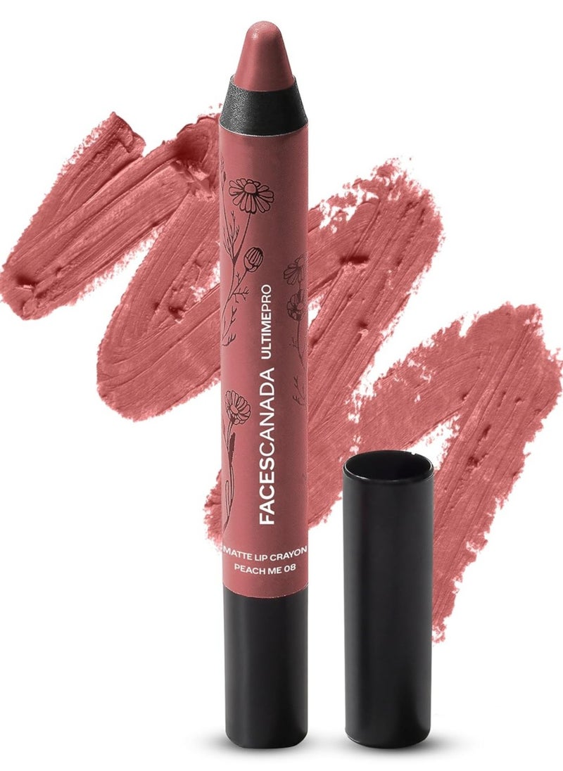 Faces Canada - Matte Lip Crayon - Make Me Mine Peach  2.8G   8Hr Long Stay   Smooth Creamy Matte Texture | Intense Color In 1 Stroke  Hydrates With Chamomile and Cocoa Butter - Image 1