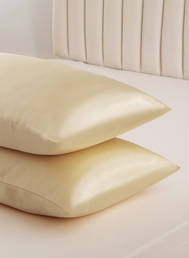 Tersely Satin Pillowcase,2 Pack 20"x 30" Silk Satin Pillowcases for Hair and Skin Queen Size Pillow Case with Envelope Closure (50x75cm, Taupe)  - Image 3