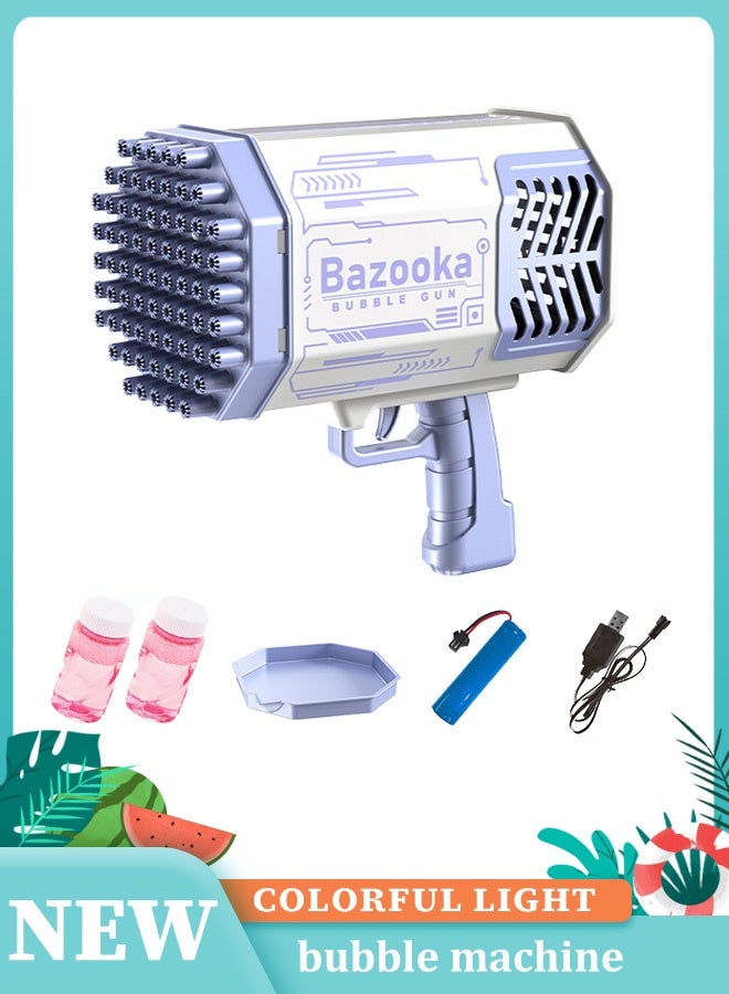 بازوكا لعبة فقاعات مسدس فقاعات ديزدرت هوم مسدس فقاعات مطور مع ضوء ومحلول فقاعات بـ69 فتحة للاطفال، لعبة صيفية لحفلات اعياد الميلاد وحفلات الزفاف في الاماكن المغلقة والمفتوحة - مسدس فقاعات بينك - Image 2