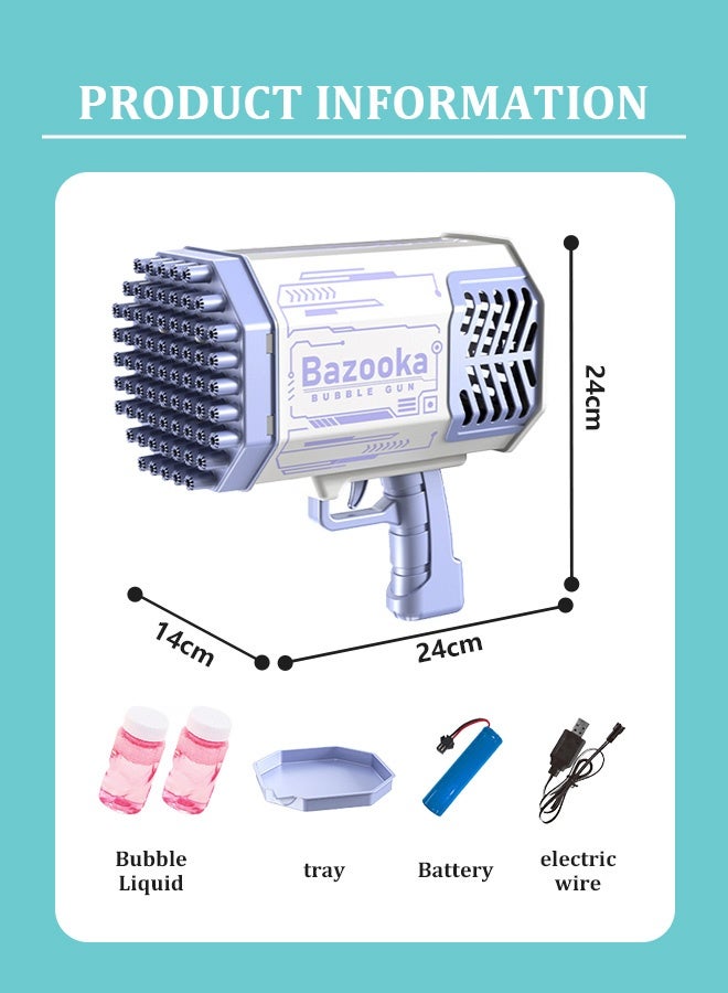 بازوكا لعبة فقاعات مسدس فقاعات ديزدرت هوم مسدس فقاعات مطور مع ضوء ومحلول فقاعات بـ69 فتحة للاطفال، لعبة صيفية لحفلات اعياد الميلاد وحفلات الزفاف في الاماكن المغلقة والمفتوحة - مسدس فقاعات بينك - Image 5