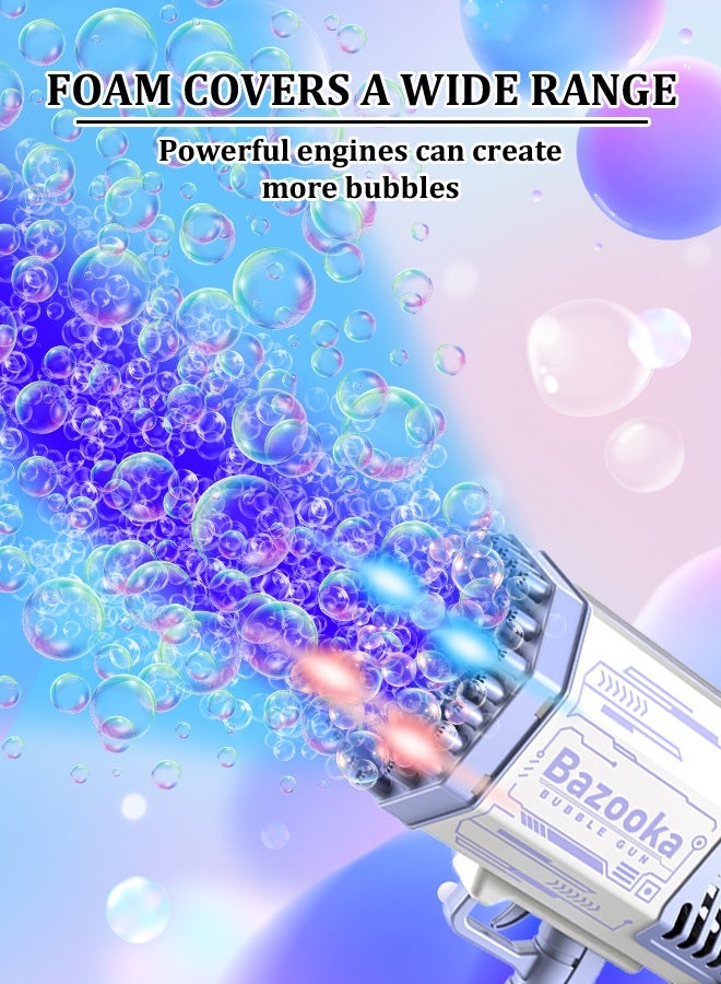 بازوكا لعبة فقاعات مسدس فقاعات ديزدرت هوم مسدس فقاعات مطور مع ضوء ومحلول فقاعات بـ69 فتحة للاطفال، لعبة صيفية لحفلات اعياد الميلاد وحفلات الزفاف في الاماكن المغلقة والمفتوحة - مسدس فقاعات بينك - Image 1