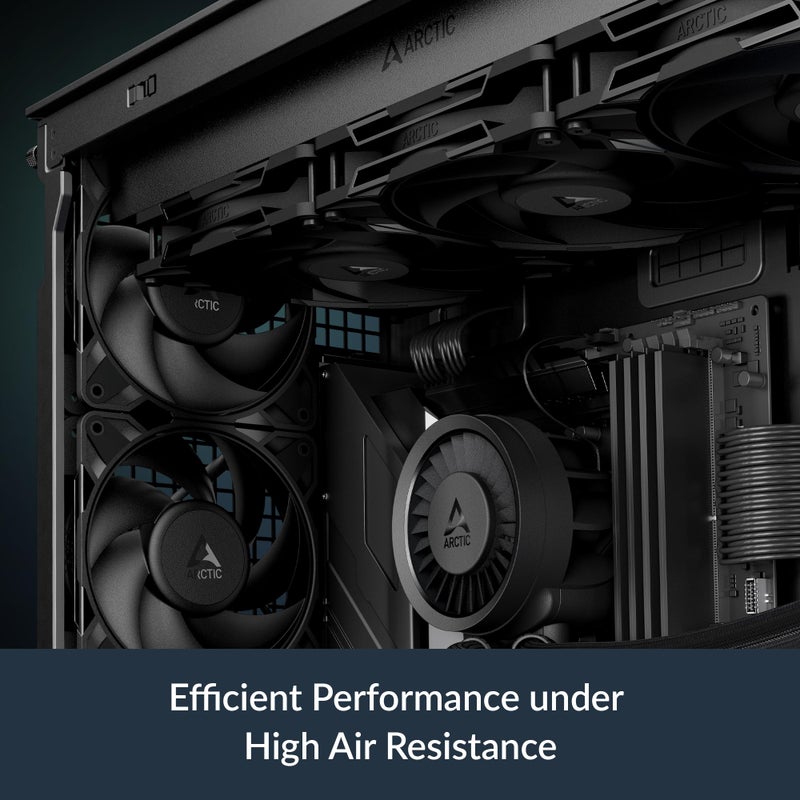 ARCTIC P12 Pro PST - Powerful Premium Fan, 120 mm PWM Fan with Y-Cable Splitter, 600-3000 RPM, 0 RPM <5% PWM, Fluid Dynamic Bearing, 4-Pin - Black - Image 3