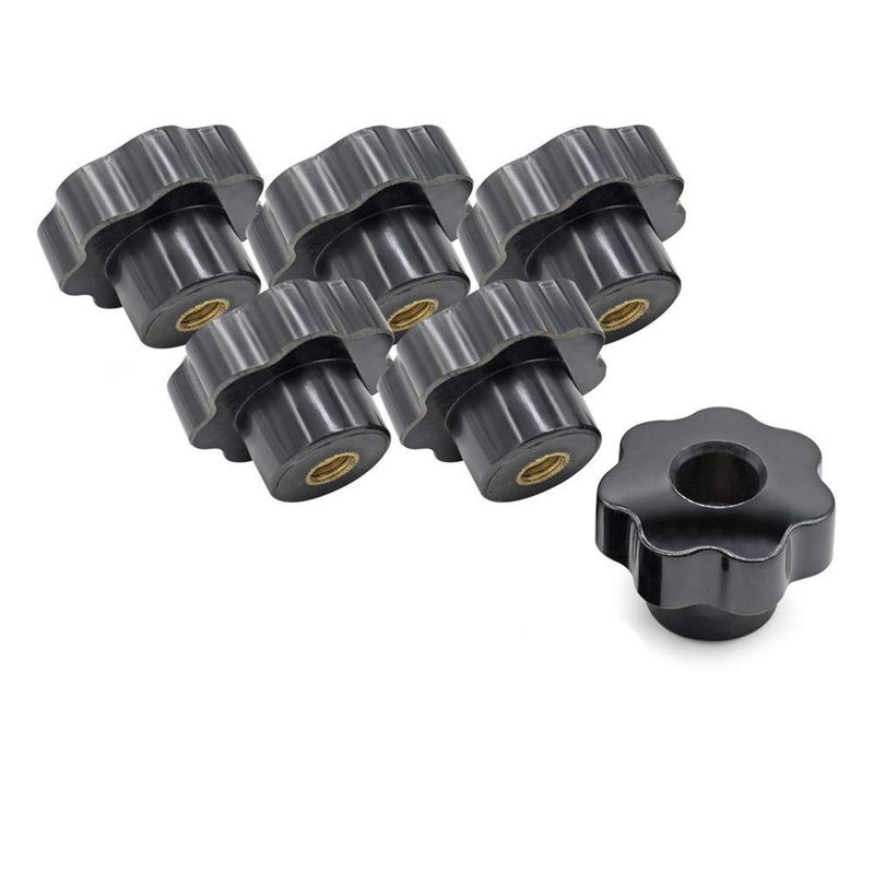 Nxtop Plastic Screw On Type Knurled Clamping Nuts Knob Handle M8 Threaded 7pcs Black - Image 1