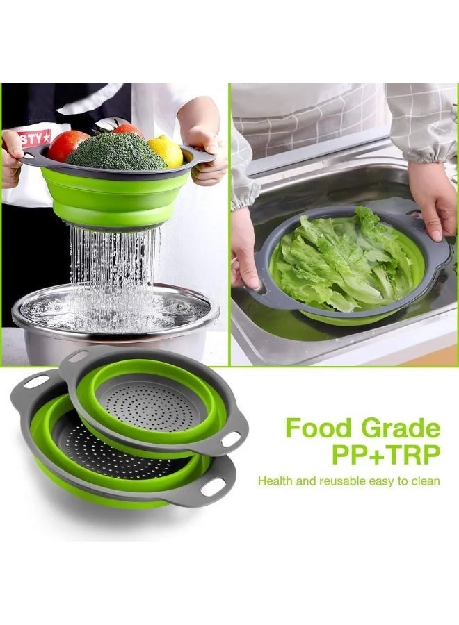 AKSONZ Premium Silicone Collapsible Colander – Round Folding Fruit & Vegetable Washing Basket, Heat-Resistant Strainer for Pasta & Noodles, Space-Saving Kitchen Gadget, BPA-Free - Image 4