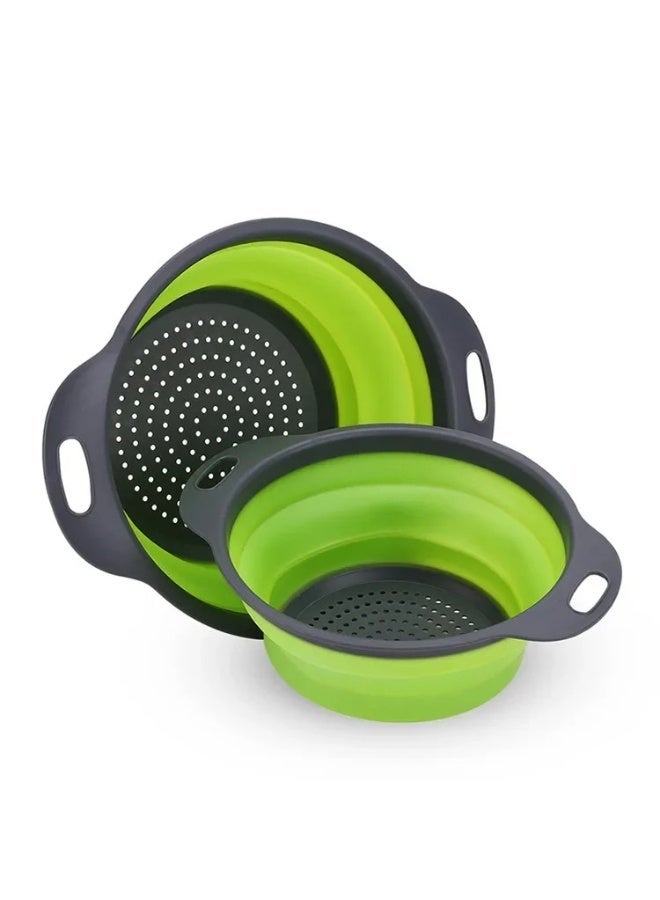 AKSONZ Premium Silicone Collapsible Colander – Round Folding Fruit & Vegetable Washing Basket, Heat-Resistant Strainer for Pasta & Noodles, Space-Saving Kitchen Gadget, BPA-Free - Image 1