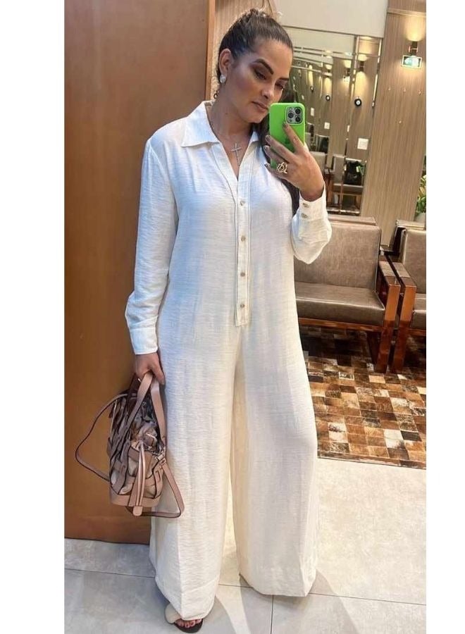 Jumpsuit with two wide legs, elegant design 