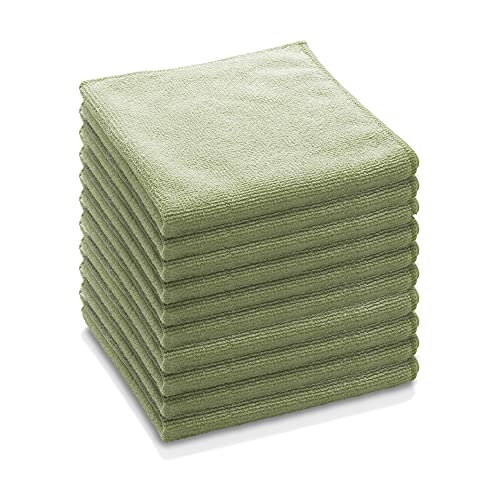 ECloth General Purpose Microfibre Cloth Multipurpose Cleaning Cloth for Household Surfaces Washable and Reusable 100 Wash Promise Green 10 Pack