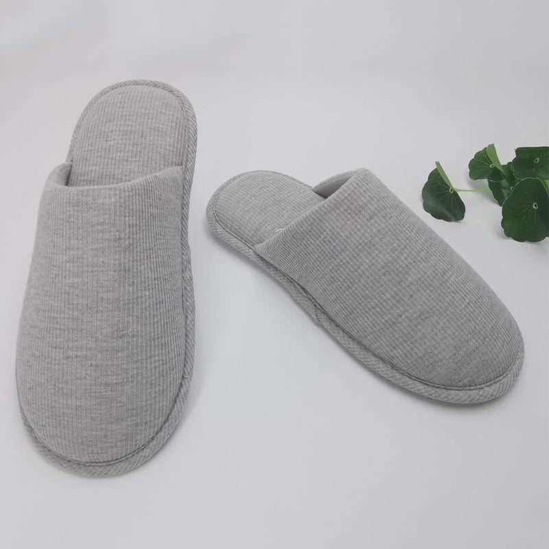 ofoot Men's Organic Cotton Cozy Indoor Slippers, Memory Foam House Flat,Washable Slip on Home Shoes(Grey,US 9-10) - Image 4