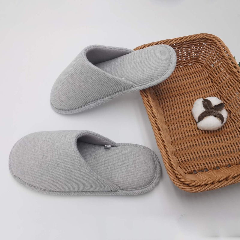 ofoot Men's Organic Cotton Cozy Indoor Slippers, Memory Foam House Flat,Washable Slip on Home Shoes(Grey,US 9-10) - Image 5